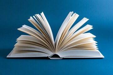 Naklejka premium Open book silhouette, with minimalist pages turning on a plain background