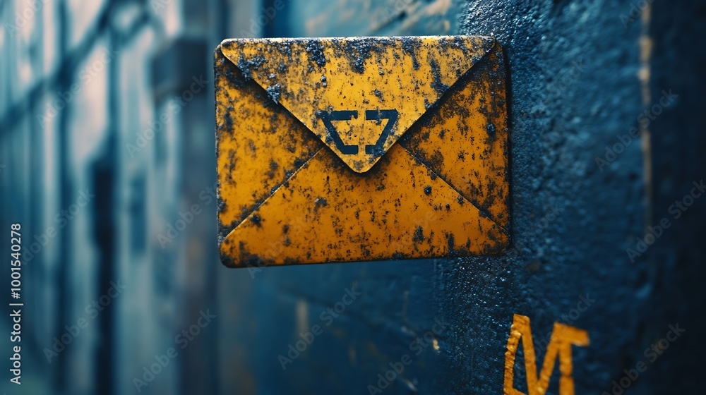 Fototapete Alert Email inbox and spam virus with warning caution for notification on internet letter security protect junk and trash mail and compromised information : Generative AI