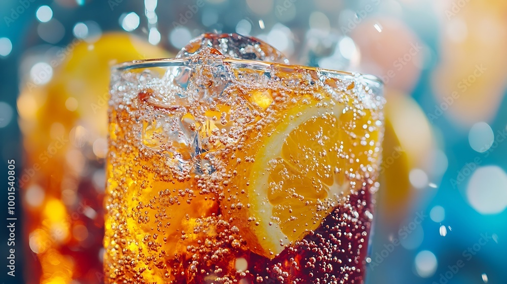 Aufkleber Soft drinks and fruit juice mixed with soda high in sugar have a negative effect on physical health : Generative AI