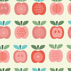 Seamless cartoon pattern with apples. 