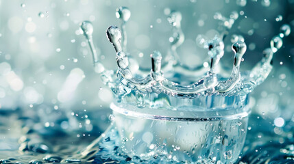 Crystal clear water splashing in crown shape capturing dynamic movement and fluid elegance