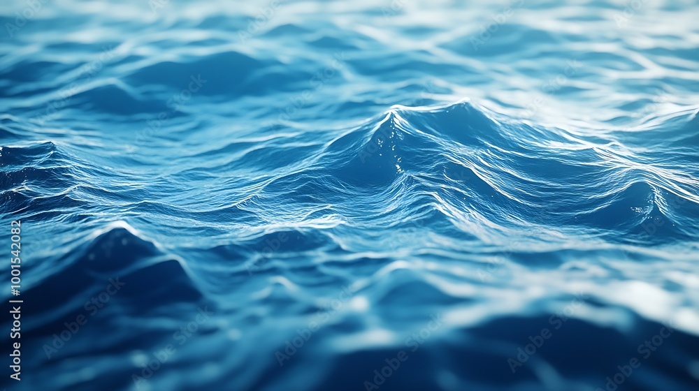Aufkleber blue textured background of waves with ripples on the water closeup selective focus defocus : genera