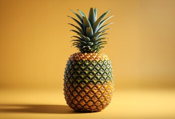 yellow background with green pineapple on top