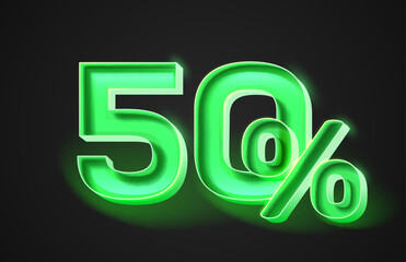Mega sale special offer, Neon 50 off sale banner. Sign board promotion. Vector illustration