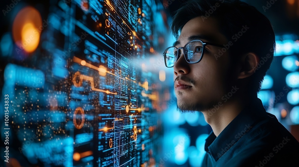 Aufkleber Business person explore the core of cyber security Delve into protection methods cyber threats and bolster cyber security stance Essential for navigating the cyber security age FaaS : Generative AI