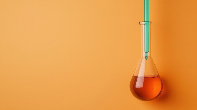 Close-up of a titration process with a burette, analytical chemistry, solution concentration