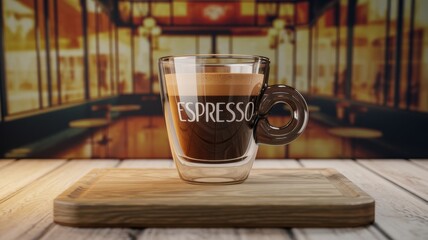 Art Nouveau 3D Rendering of Espresso in Stylish Cafe