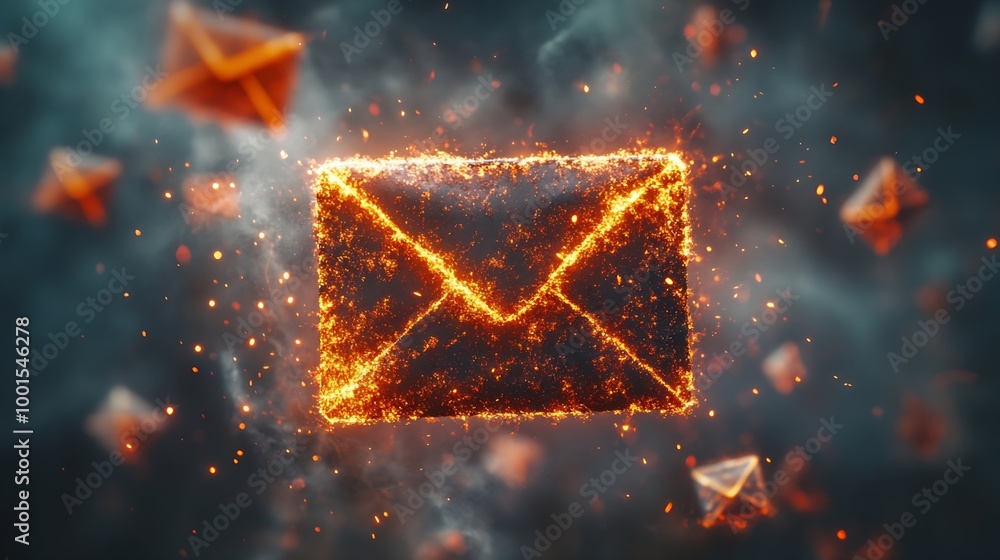 Aufkleber Alert Email inbox and spam virus with warning caution for notification on internet letter security protect junk and trash mail and compromised information : Generative AI