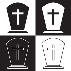 Obraz premium Gravestone, grave icon set. Tombstone symbol collection. Vector illustration isolated on white and black background. EPS 10