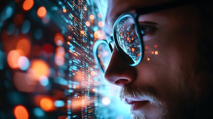 Big data analytics with AI technology Data analyst analyzing and visualizing complex information network with artificial intelligence Machine learning algorithm for business analytics  : Generative AI