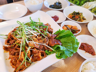 korea food. stir fried spicy pork