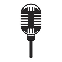 Vintage Microphone Line Art Vector.