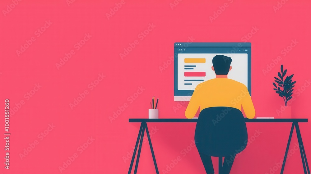Wall mural developer testing software, loading bar and error notifications, flat design illustration