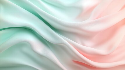 Obraz premium A piece of fabric with a green and pink stripe. The fabric is flowing and has a soft, smooth texture. The colors of the fabric create a sense of calm and relaxation