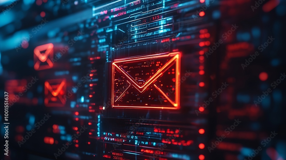 Poster cyber crime phishing mail  security awareness to protect important data hacking : Generative AI
