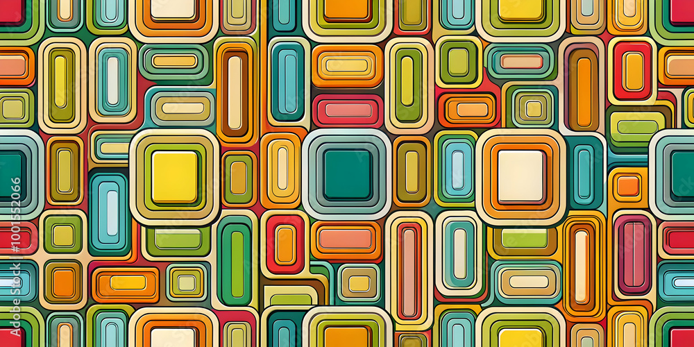 Aufkleber retro geometric pattern: a vibrant and playful pattern of colorful rectangles and squares, reminisce