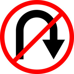 prohibition sign no left u turn allowed