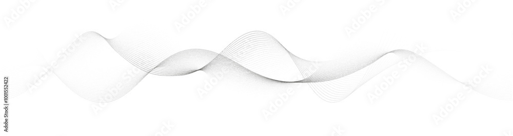 Leinwandbilder Abstract flowing dots particles wave pattern. Halftone gradient curve shape isolated on white background. Modern vector banner in concept of AI, technology, science, music festival.