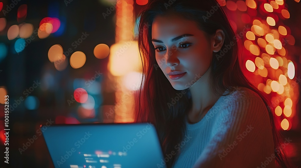 Poster Cyber security internet and Personal online systems high security login screen concept Business women use laptop login to Personal data online secure access to users personal informati : Generative AI