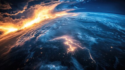 Satellite image of a tropical storm - hurricane or cyclone or typhoon. Climate change concept.