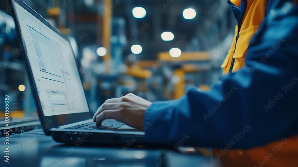 Leinwandbilder Scheduling and proceeding with task reports updating or tracking engineering progress Project engineer or manager uses laptop to manage construction or operation plans with Gantt chart : Generative AI