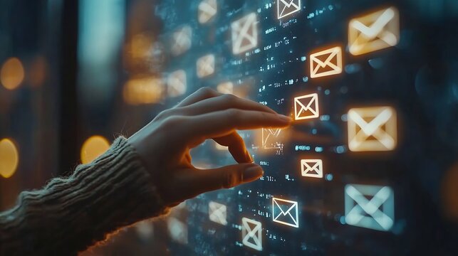 Business hand touch Email Marketing Concept : Generative AI
