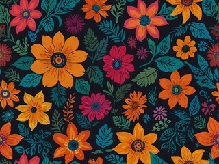 Colorful floral designs for screen printing.