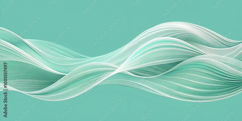 Poster abstract flowing turquoise and white waves: a mesmerizing 3d rendering of flowing turquoise and whit