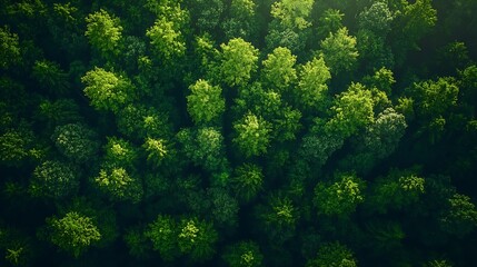 Atmospheric aerial view of the green forest with the earth Demonstrate the concept of preserving the top ecosystem and natural environment and Save Earth : Generative AI