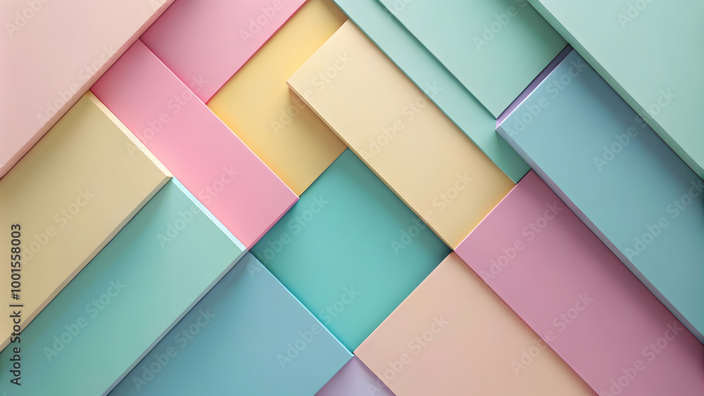 Poster pastel geometric abstract: a mesmerizing abstract pattern composed of pastel-colored squares arrange