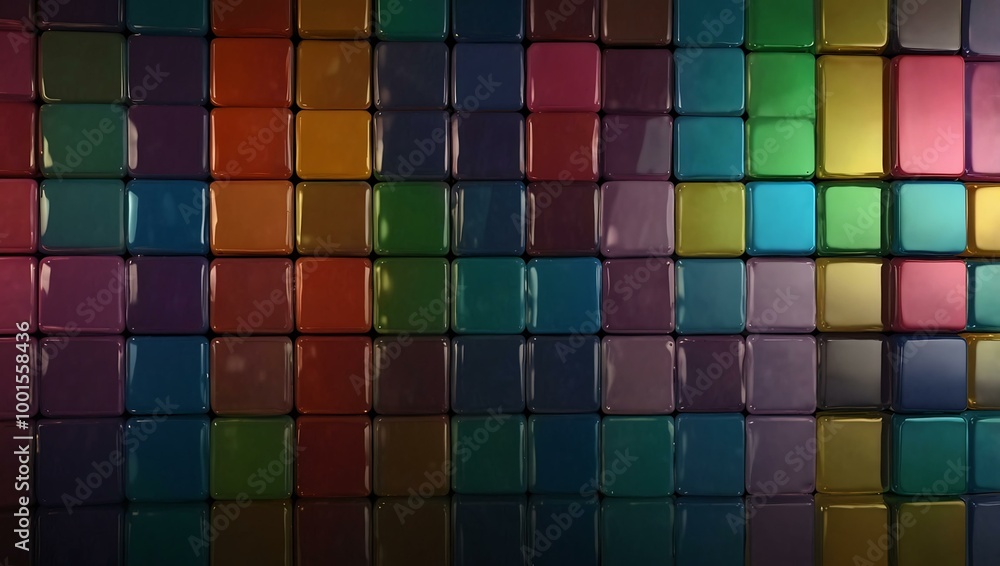 Poster colorful squares with reflections for an abstract background design.