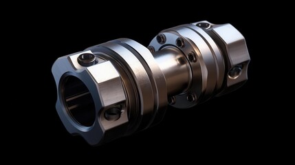 CAD render of a universal joint, rotational alignment and force distribution visualized, mechanical engineering, joint mechanics
