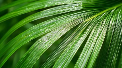 close up green palm leaf texture leaf of Bottle Plam tree  Hyophorbe lagenicaulis IH Bailey HE Moore  ornamental plants in the garden : Generative AI