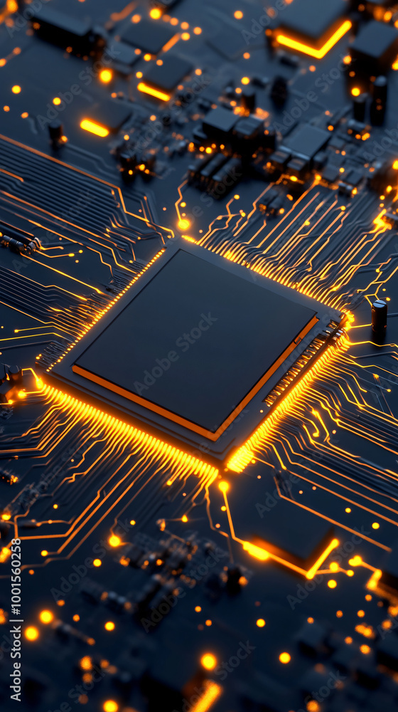 Aufkleber semiconductor marvel: glowing cpu chip driving innovation in technology and computing, connecting sy