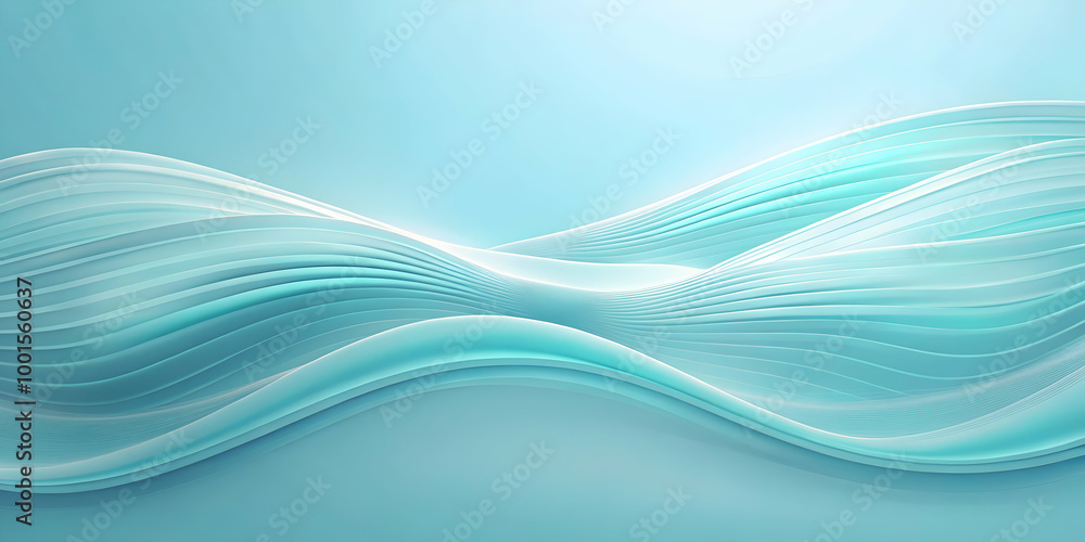 Poster serene aqua waves: abstract 3d render of flowing, turquoise waves. a calming and elegant design perf