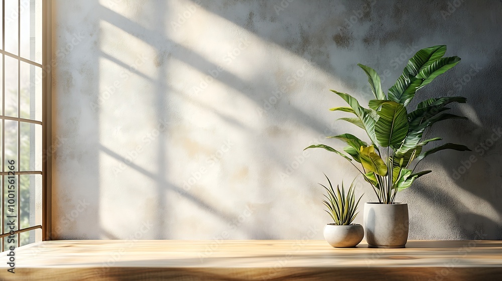 Poster interior scene with wall mock up and copy space : generative ai