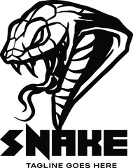 vector snake logo template. danger snake icon. black cobra silhouette isolated on white