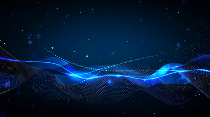 Abstract digital wave with glowing blue light effects