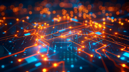 Obraz premium Abstract circuit board with glowing digital connections