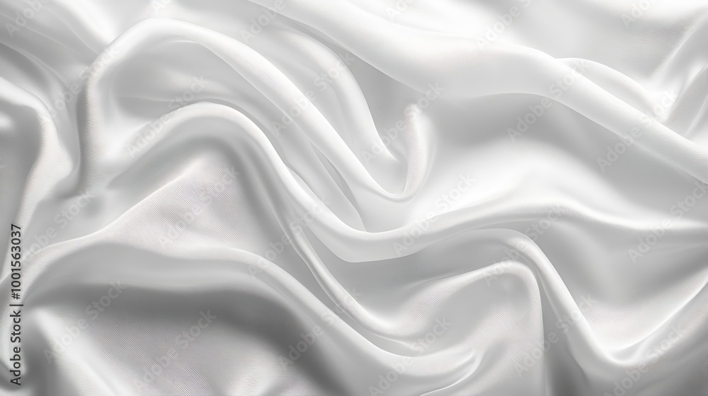 Aufkleber abstract white satin silky cloth for background fabric textile drape with crease wavy foldswith soft