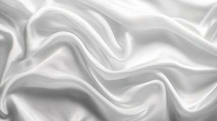 Fototapeta premium Abstract White Satin Silky Cloth for background Fabric Textile Drape with Crease Wavy Foldswith soft waveswaving in the wind : Generative AI