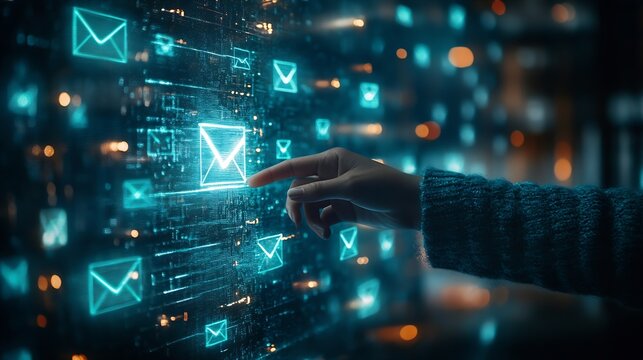 Business hand touch Email Marketing Concept : Generative AI