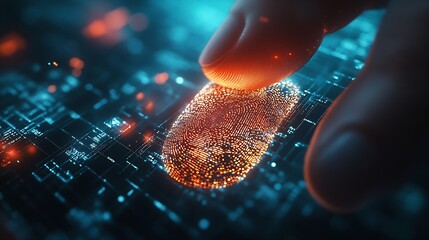 Fingerprint cyber security and Personal Data Protection Act or PDPA with people background Technology information and privacy policy concept : Generative AI