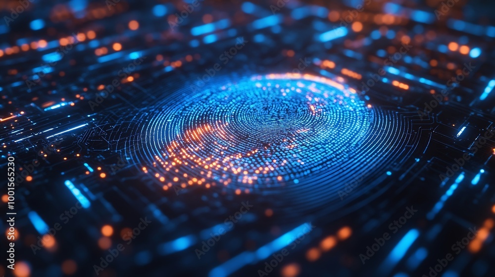Aufkleber Business and Data ProtectionBiometric security identifyai artificial intelligenceLog4j6gbig dataCyber security technology prevent unauthorized access protect business significant data : Generative AI
