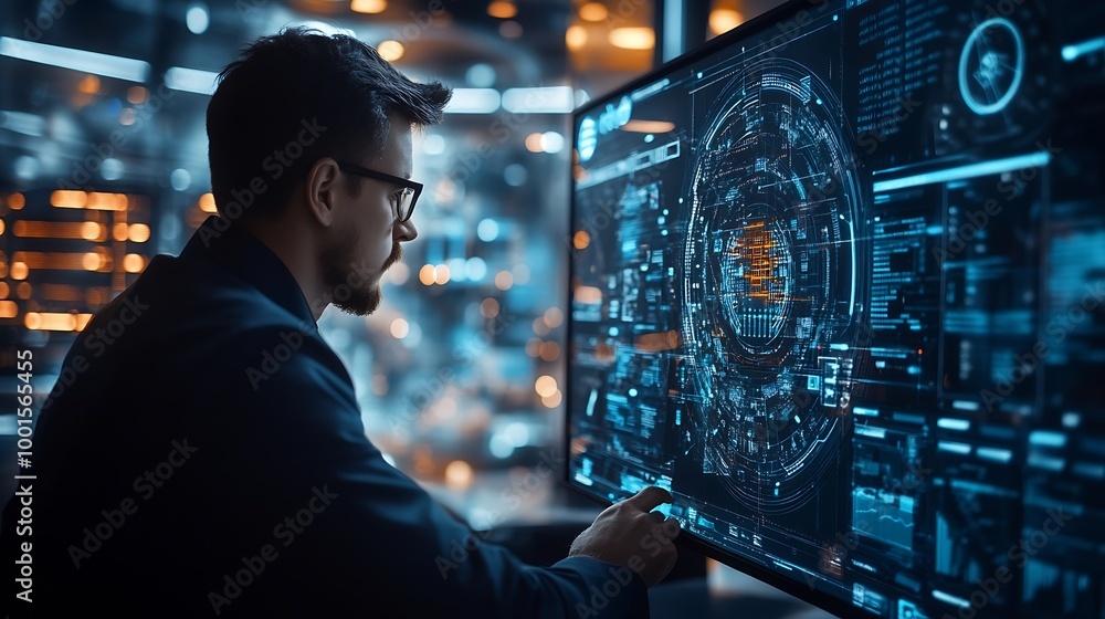 Poster Cyber security concept Professionals use artificial intelligence AI and techniques to protect organizations from potential threats Protecting networks systems and programs from digital : Generative AI