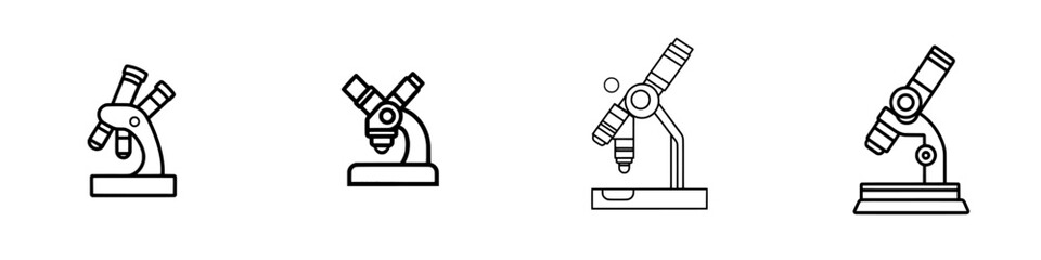 The microscope icon is illustrated in thin lines in a modern illustration style