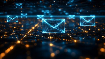 Obraz premium Email marketing data center and internet advertising Sending documents digitally using email : Generative AI