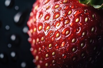 Single Strawberry on Dark Background