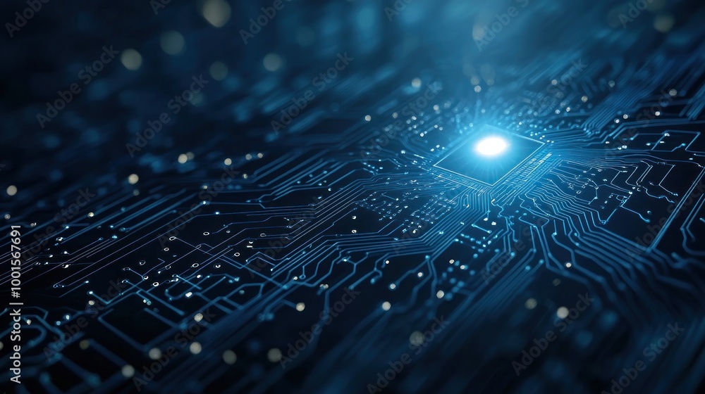 Poster circuit board with glowing processor