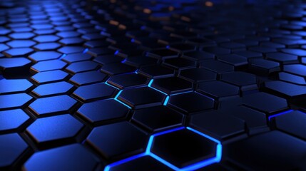 Obraz premium Abstract Hexagon Pattern with Blue Glowing Edges